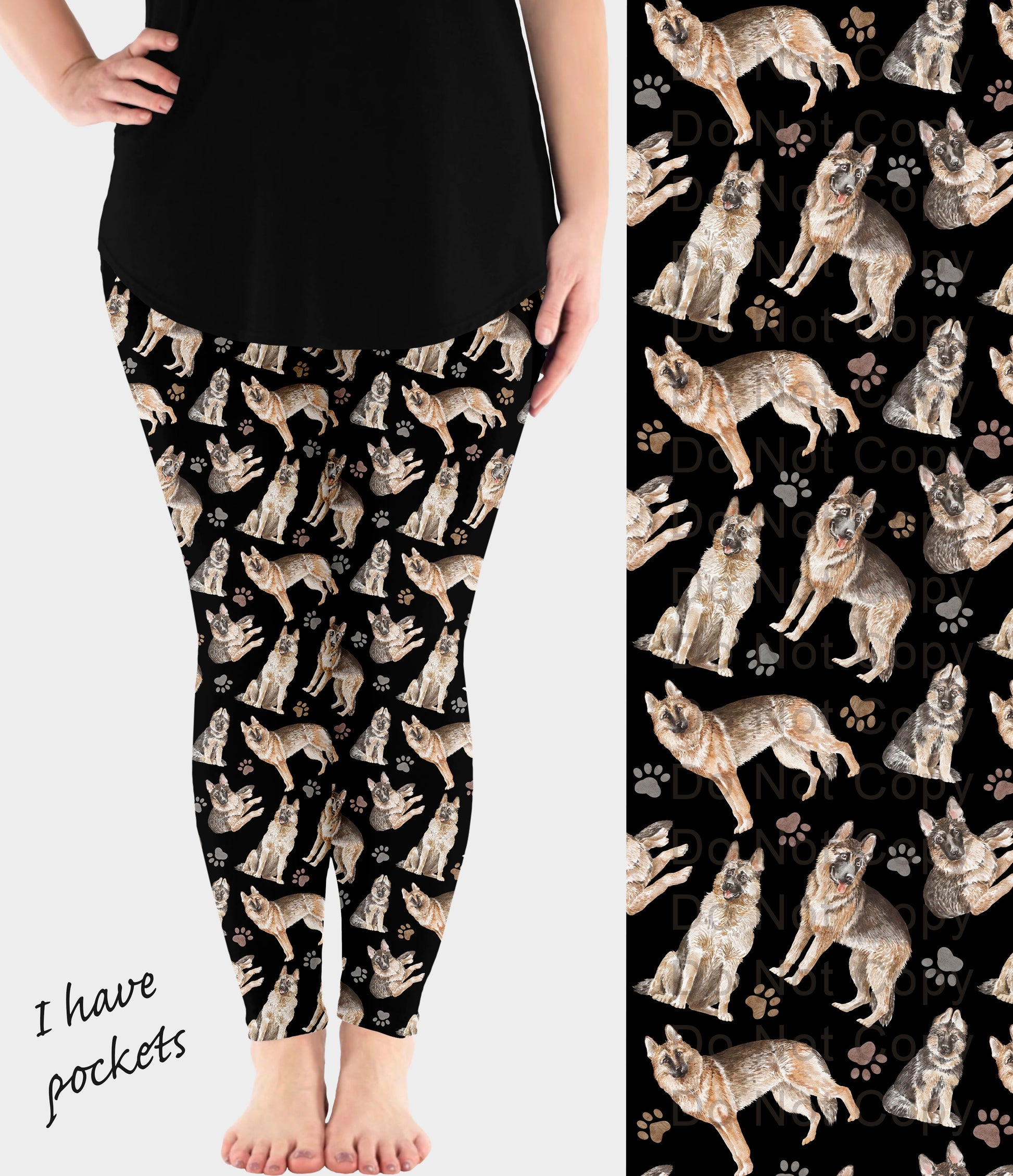 RTS - German Shepherd Dog Breed Leggings w/ Pockets - Like A Duchess