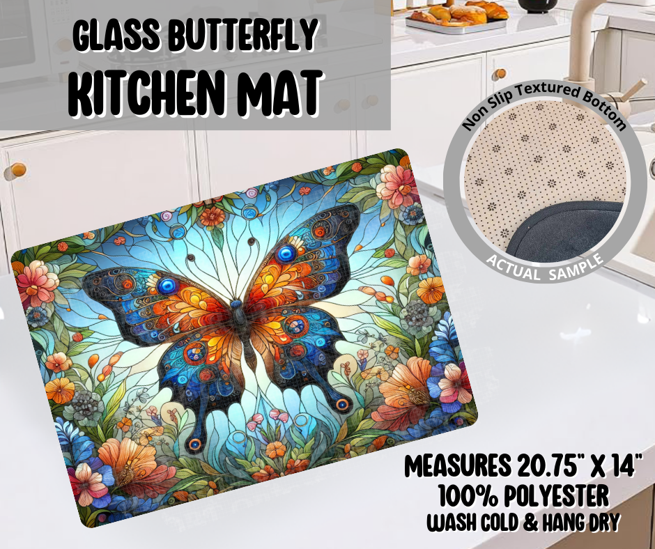 Glass Butterfly Kitchen Mat - Like A Duchess