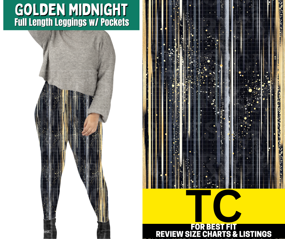 Golden Midnight Full Length Leggings w/ Pockets - Like A Duchess