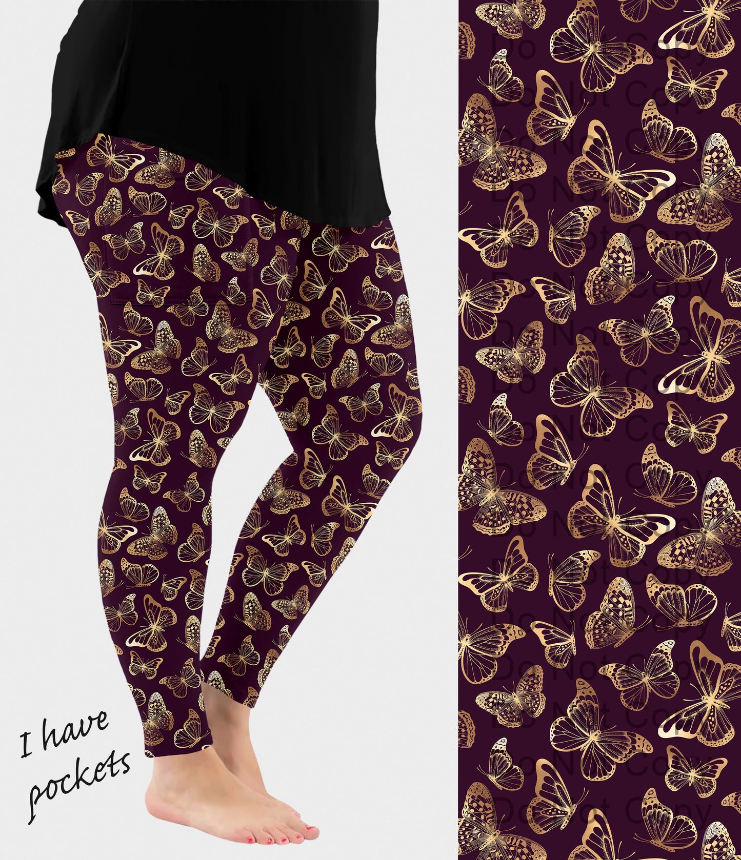 RTS - Golden Butterfly Leggings w/ Pockets - Like A Duchess