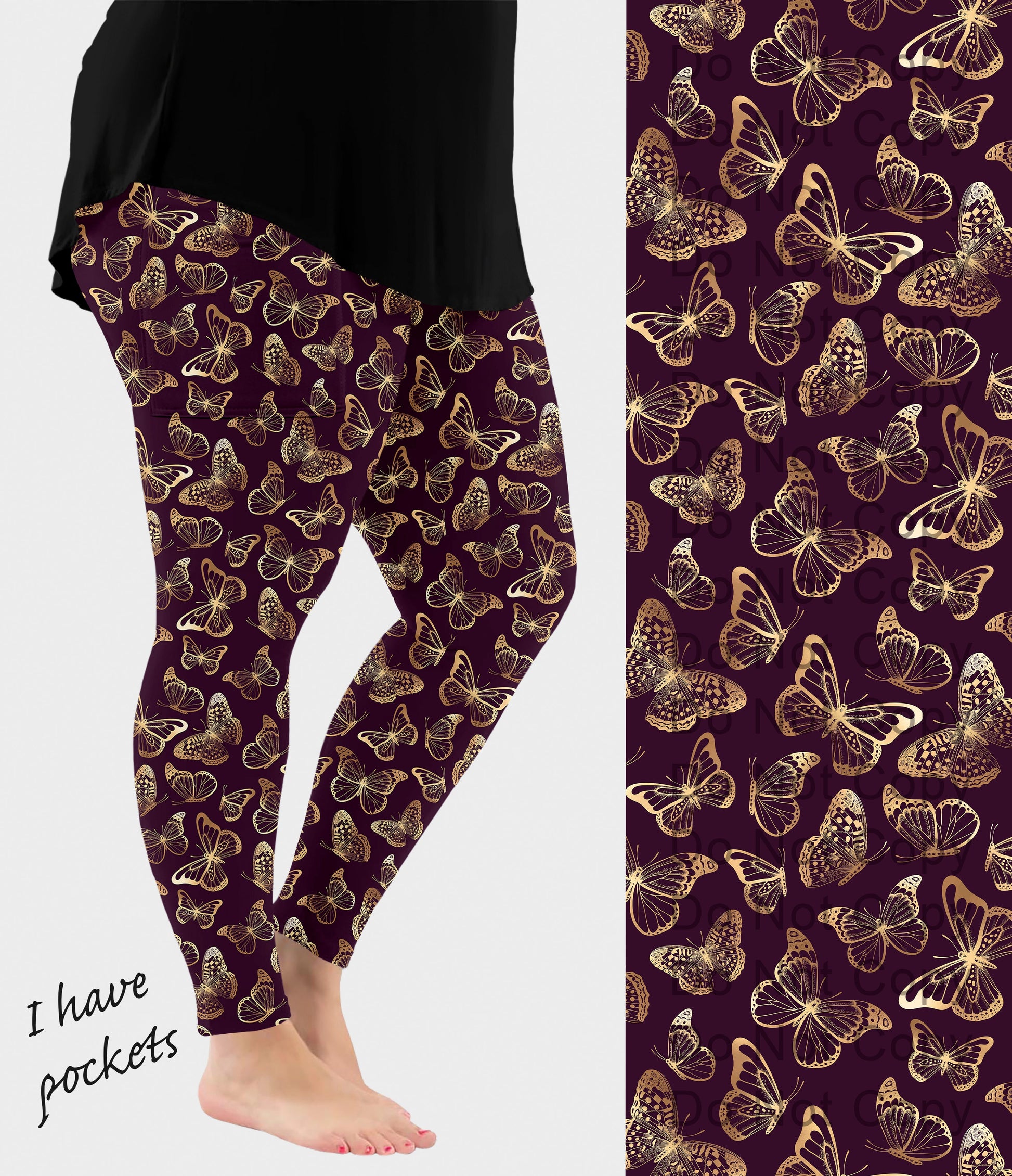 RTS - Golden Butterfly Leggings w/ Pockets - Like A Duchess