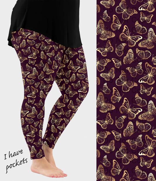 RTS - Golden Butterfly Leggings w/ Pockets - Like A Duchess