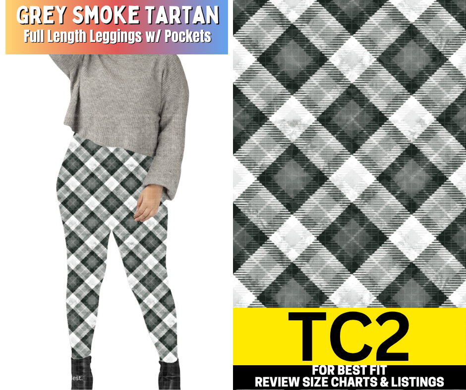 Grey Smoke Tartan Fleece Leggings - Like A Duchess