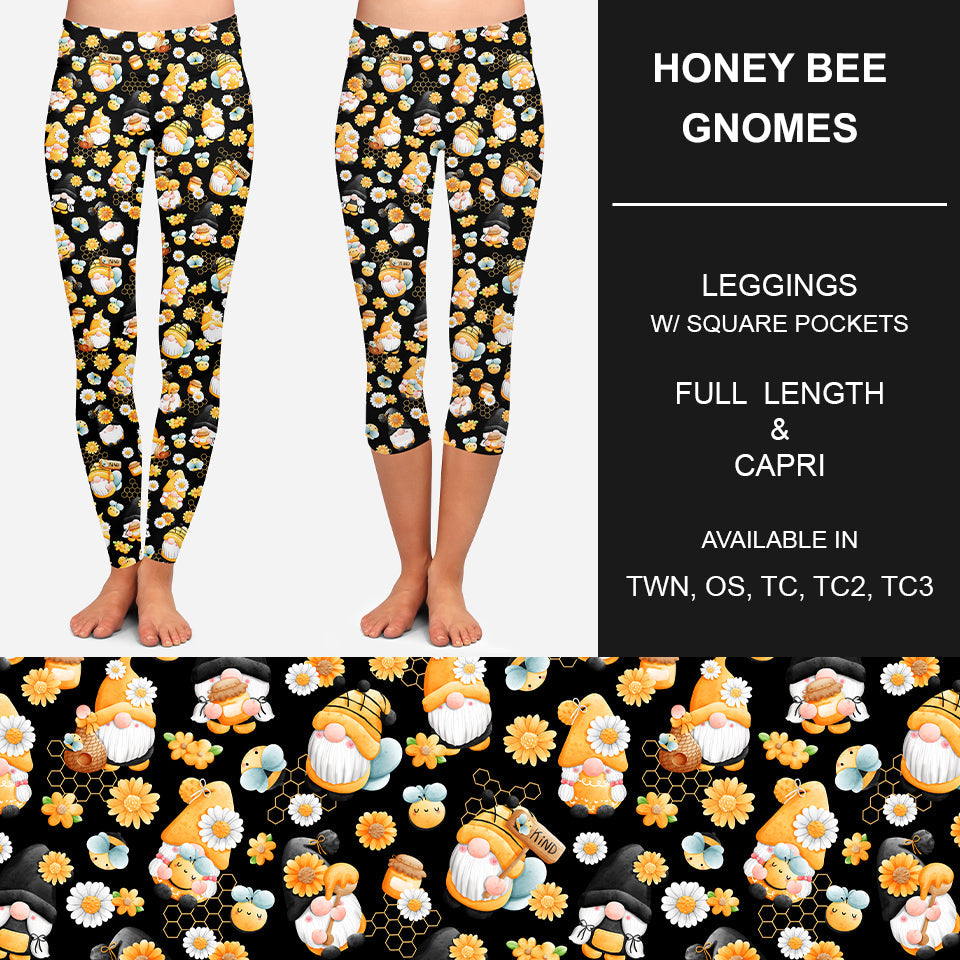 RTS - Honey Bee Gnomes Leggings w/ Pockets - Like A Duchess