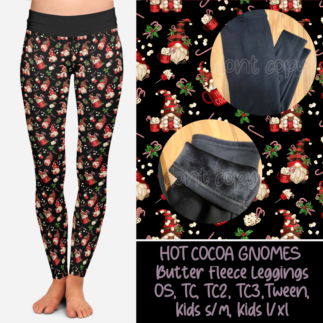 HOT COCOA GNOMES - BUTTER FLEECE LINED LEGGINGS - Like A Duchess
