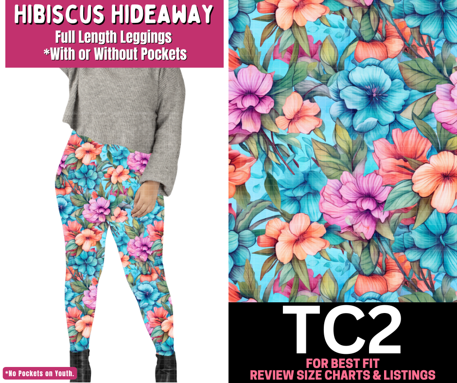 Hibiscus Hideaway Full Length Leggings w/ Pockets - Like A Duchess