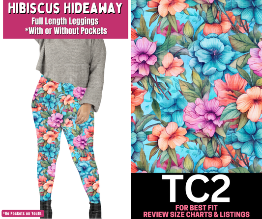Hibiscus Hideaway Full Length Leggings w/ Pockets - Like A Duchess
