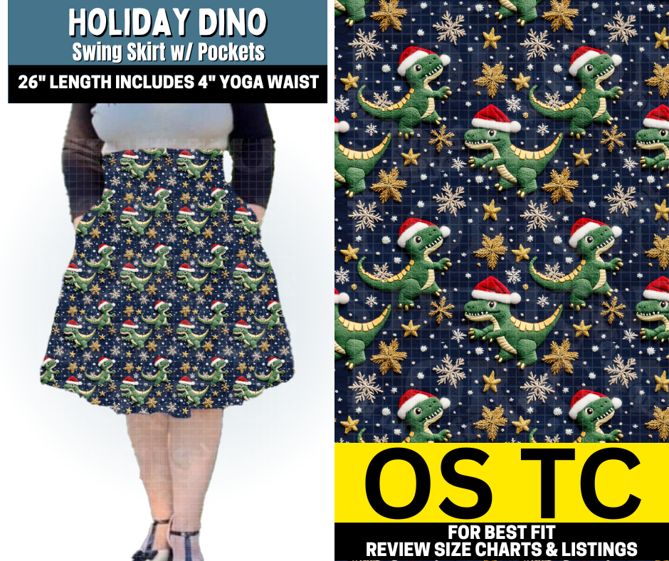 Holiday Dino Swing Skirt - Like A Duchess