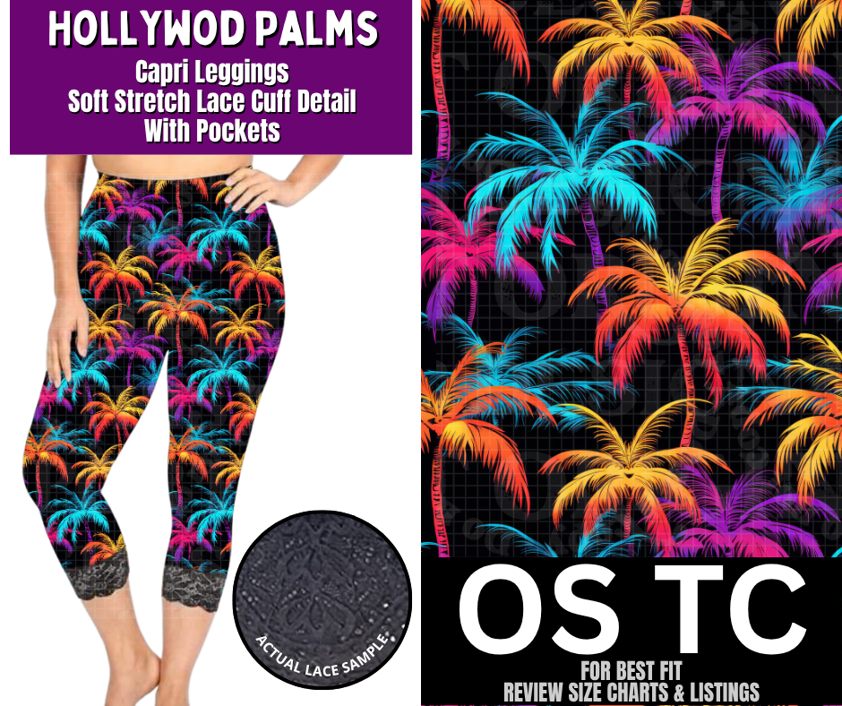 Hollywood Palms Lace Cuff Capris w/ Pockets - Like A Duchess