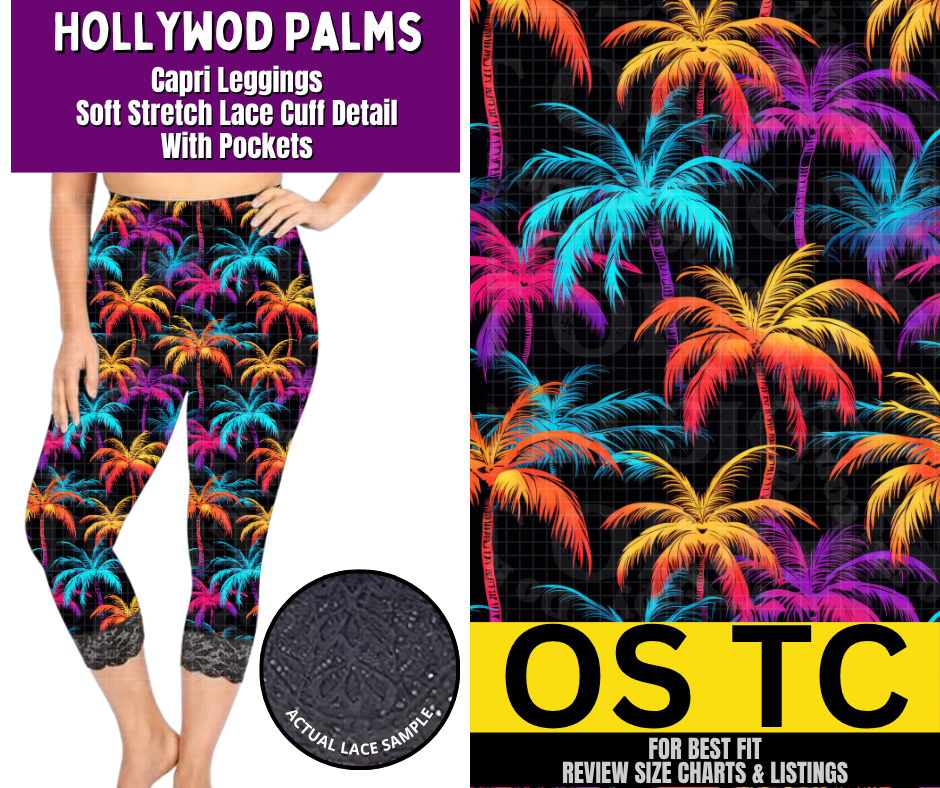 Hollywood Palms Lace Cuff Capris w/ Pockets - Like A Duchess