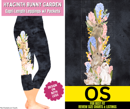Hyacinth Bunny Garden Capri Leggings w/ Side Leg Designs - Like A Duchess