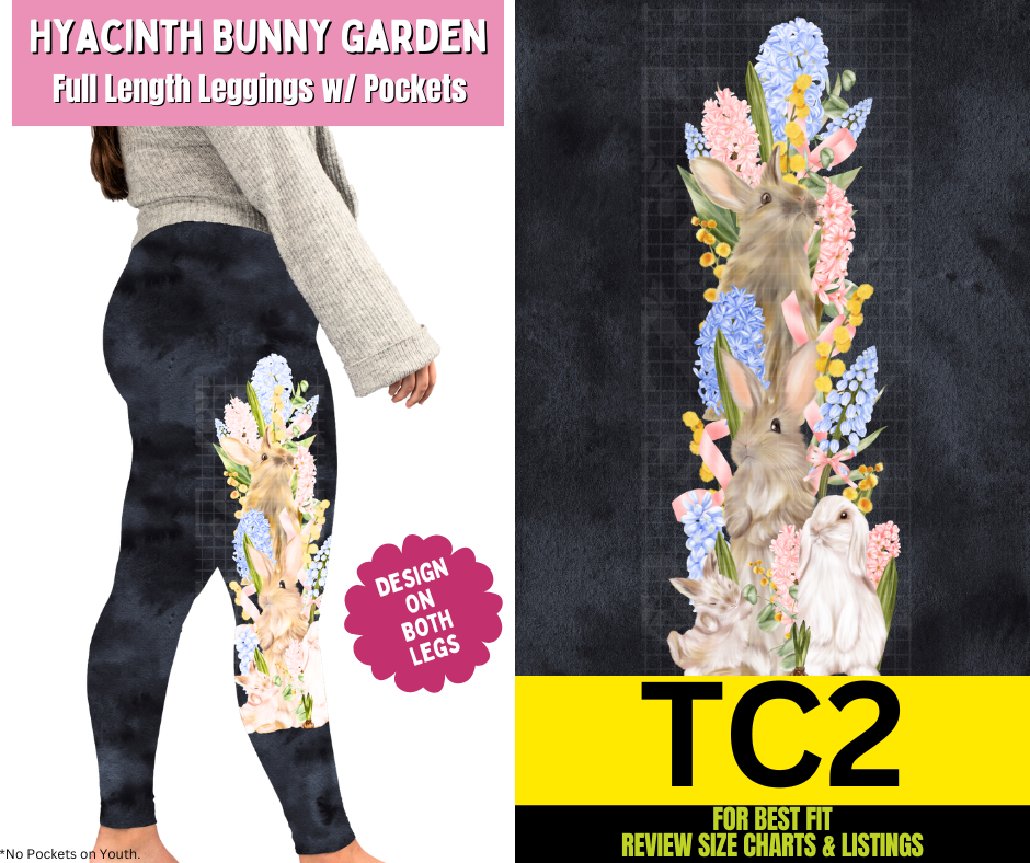 Hyacinth Bunny Garden Full Length Leggings w/ Side Leg Designs - Like A Duchess