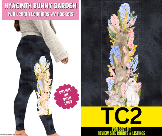 Hyacinth Bunny Garden Full Length Leggings w/ Side Leg Designs - Like A Duchess