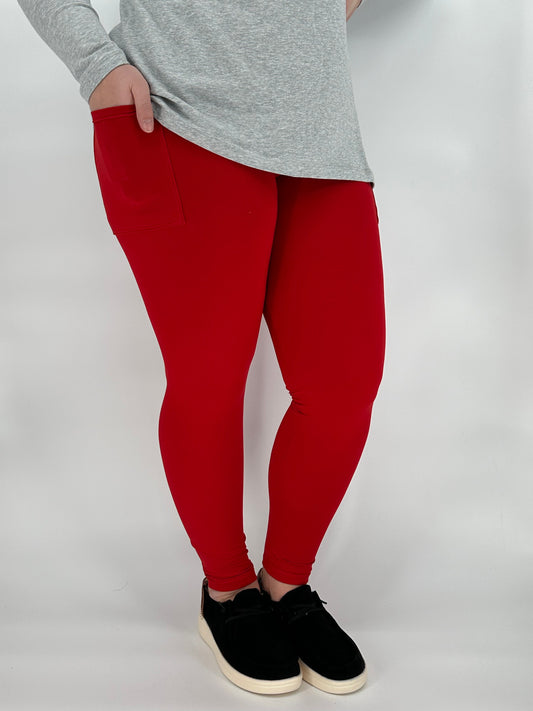 Ruby Red Leggings/Capri w/ Pockets! - Like A Duchess