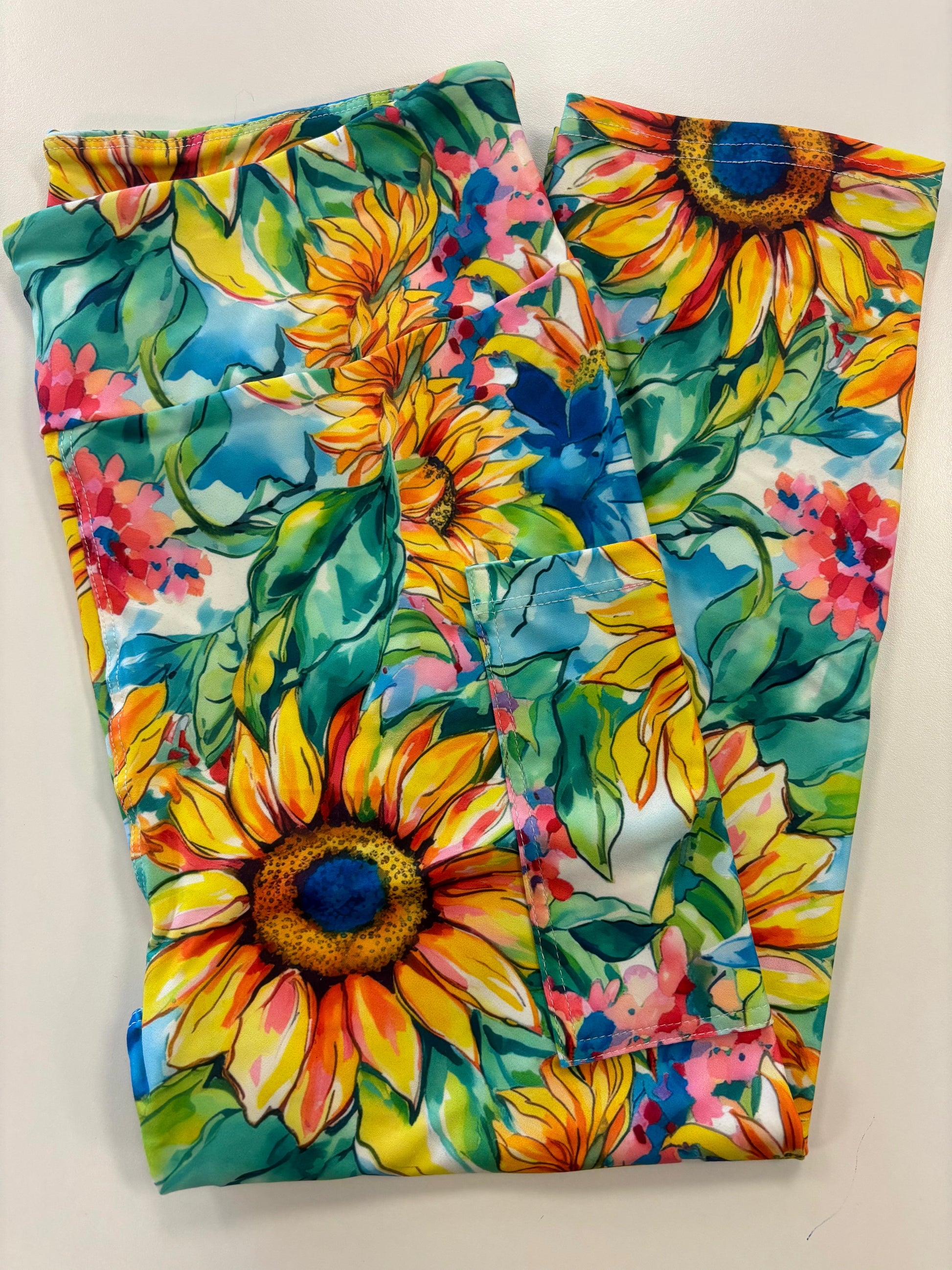 Watercolor Sunflower Capri w/ Pockets *RTS - Like A Duchess