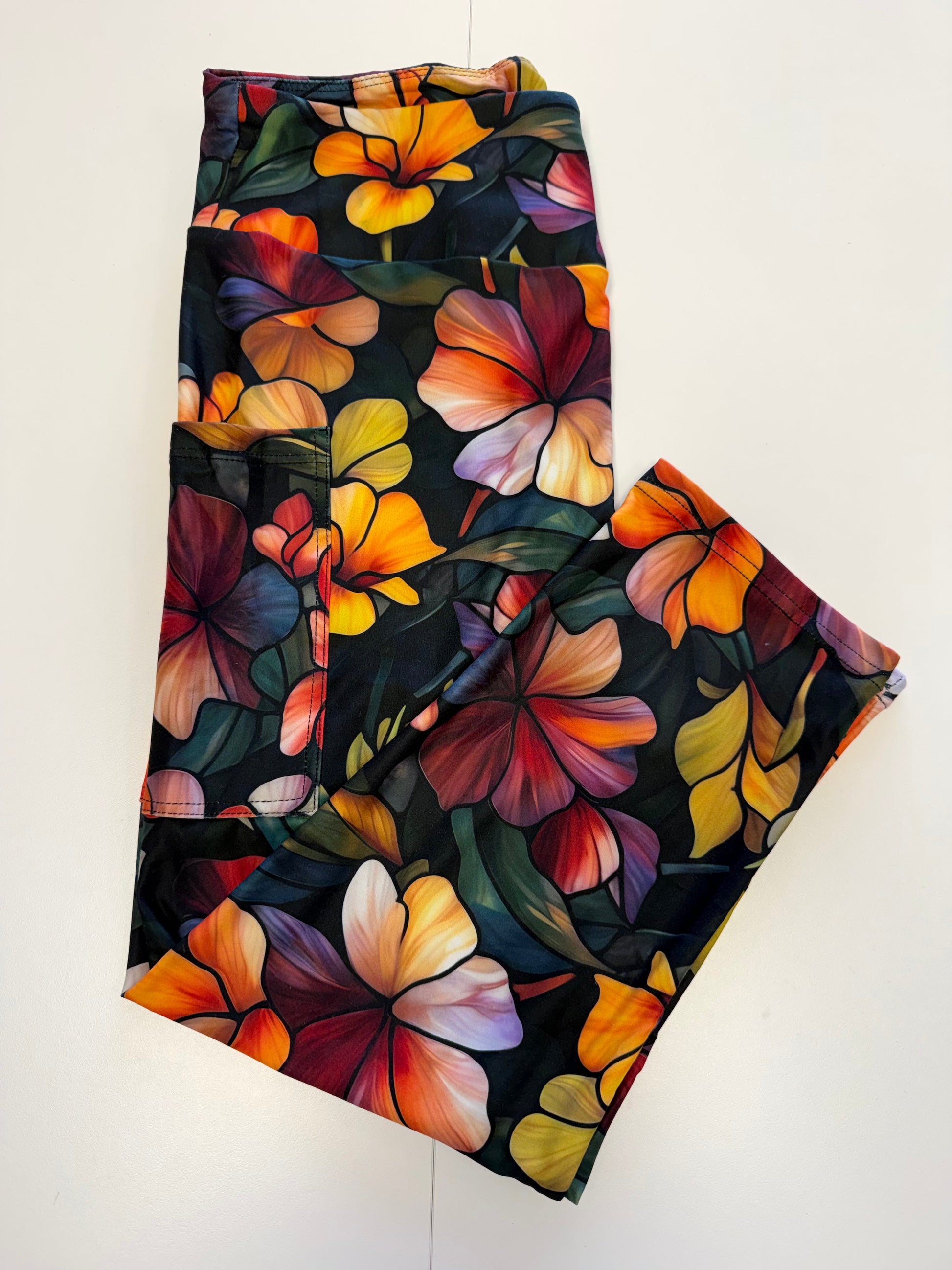 Stained Glass Floral Capri w/ Pockets *RTS - Like A Duchess