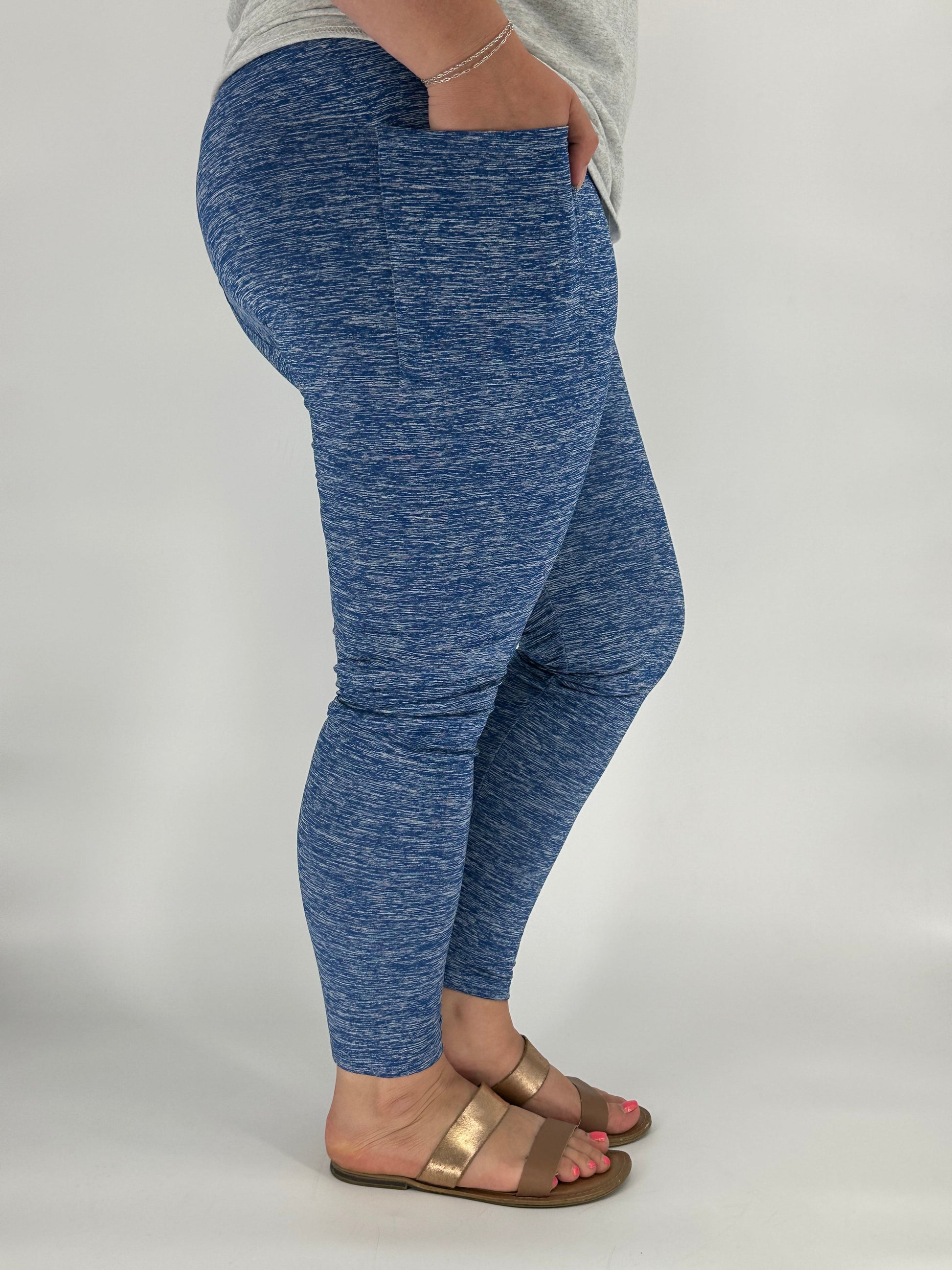Royal Blue Fleece Leggings w/ Pockets - Like A Duchess