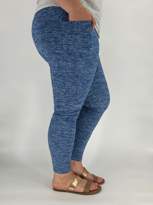 Royal Blue Fleece Leggings w/ Pockets - Like A Duchess