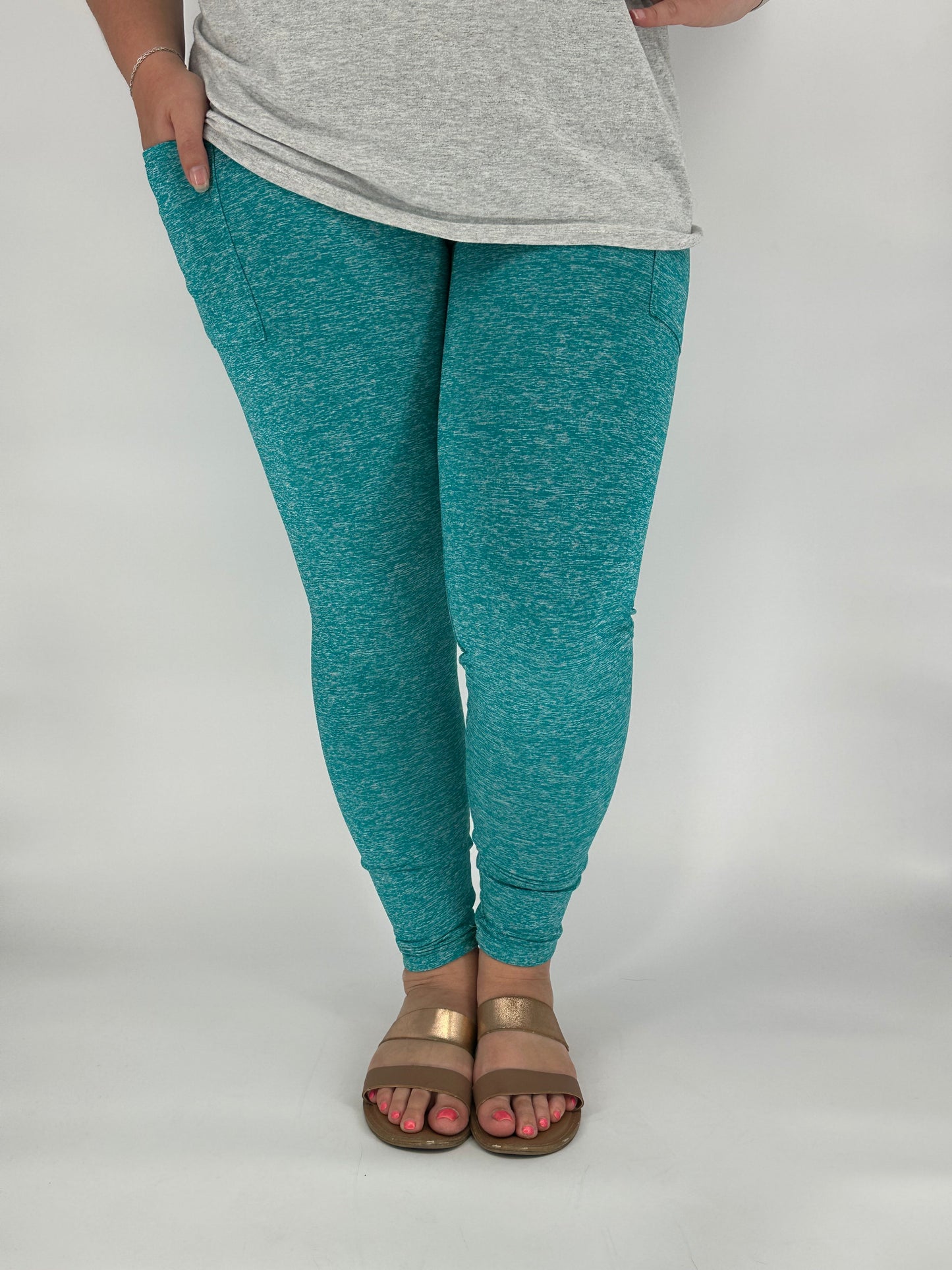 Teal Fleece Leggings w/ Pockets - Like A Duchess