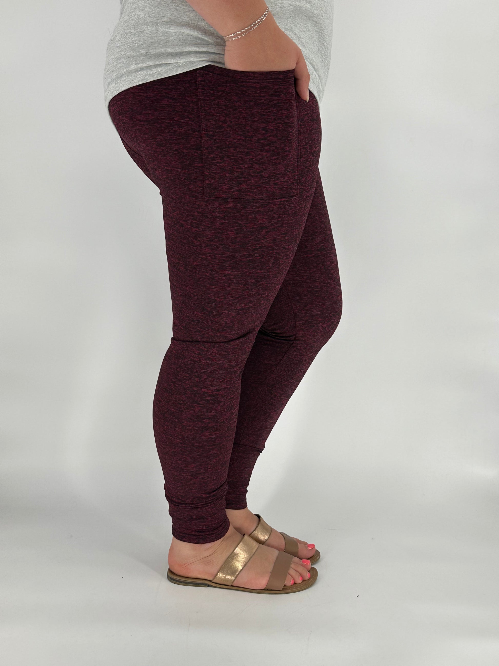 Maroon Fleece Leggings w/ Pockets - Like A Duchess
