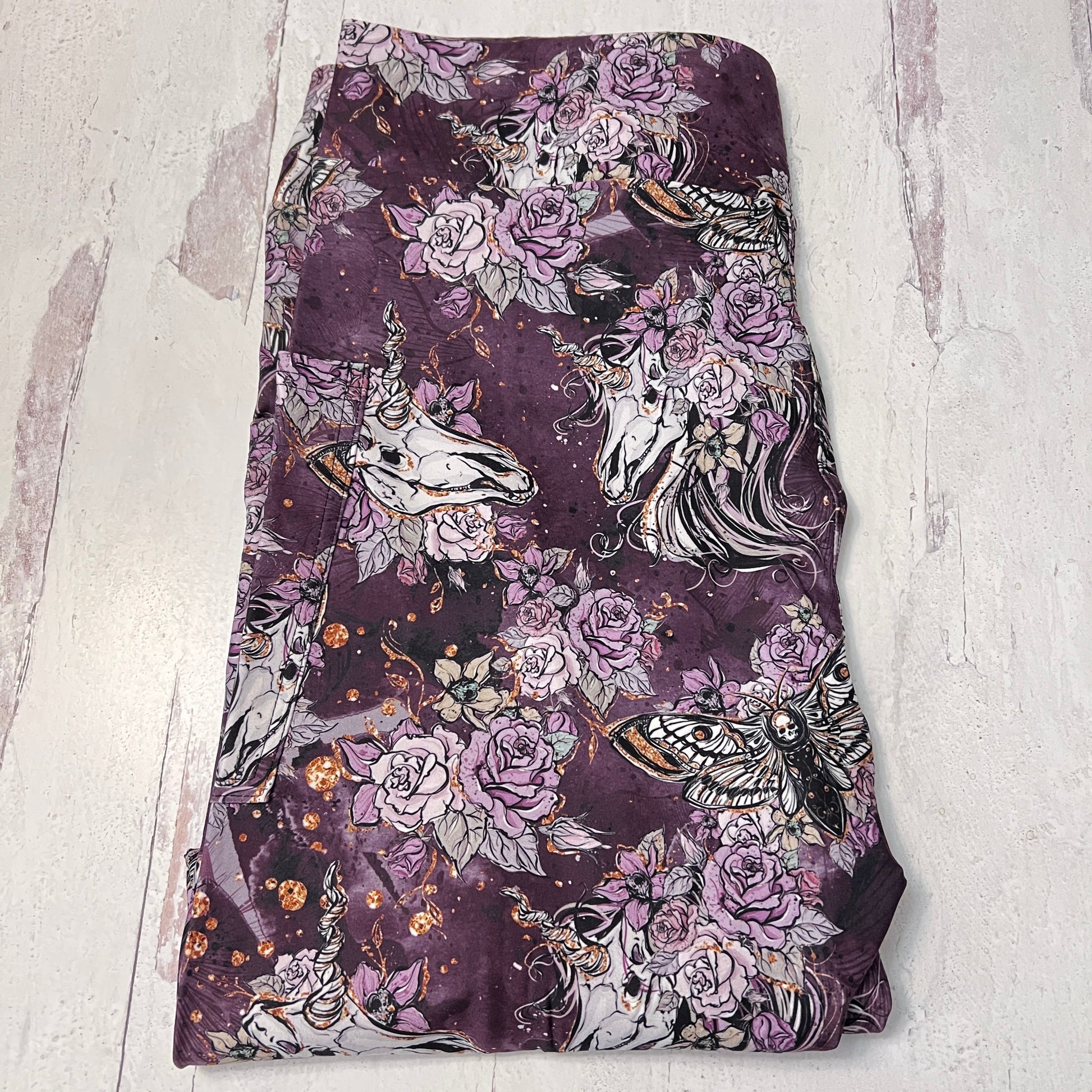 Purple Skeleton Unicorn - Leggings with Pockets - Like A Duchess