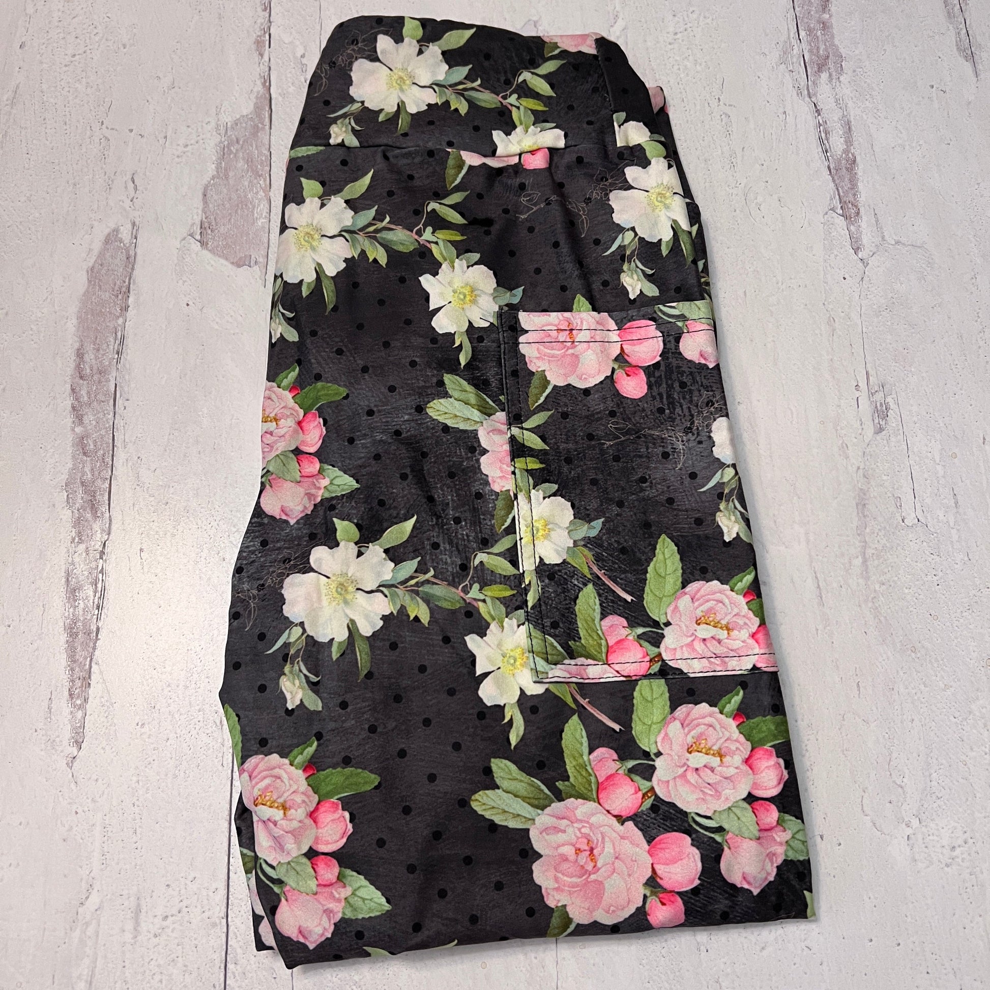 Blush Shabby Floral - Leggings with Pockets - Like A Duchess