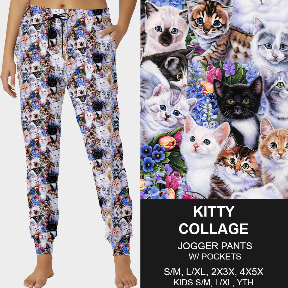 RTS - Kitty Collage Joggers - Like A Duchess