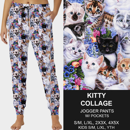 RTS - Kitty Collage Joggers - Like A Duchess