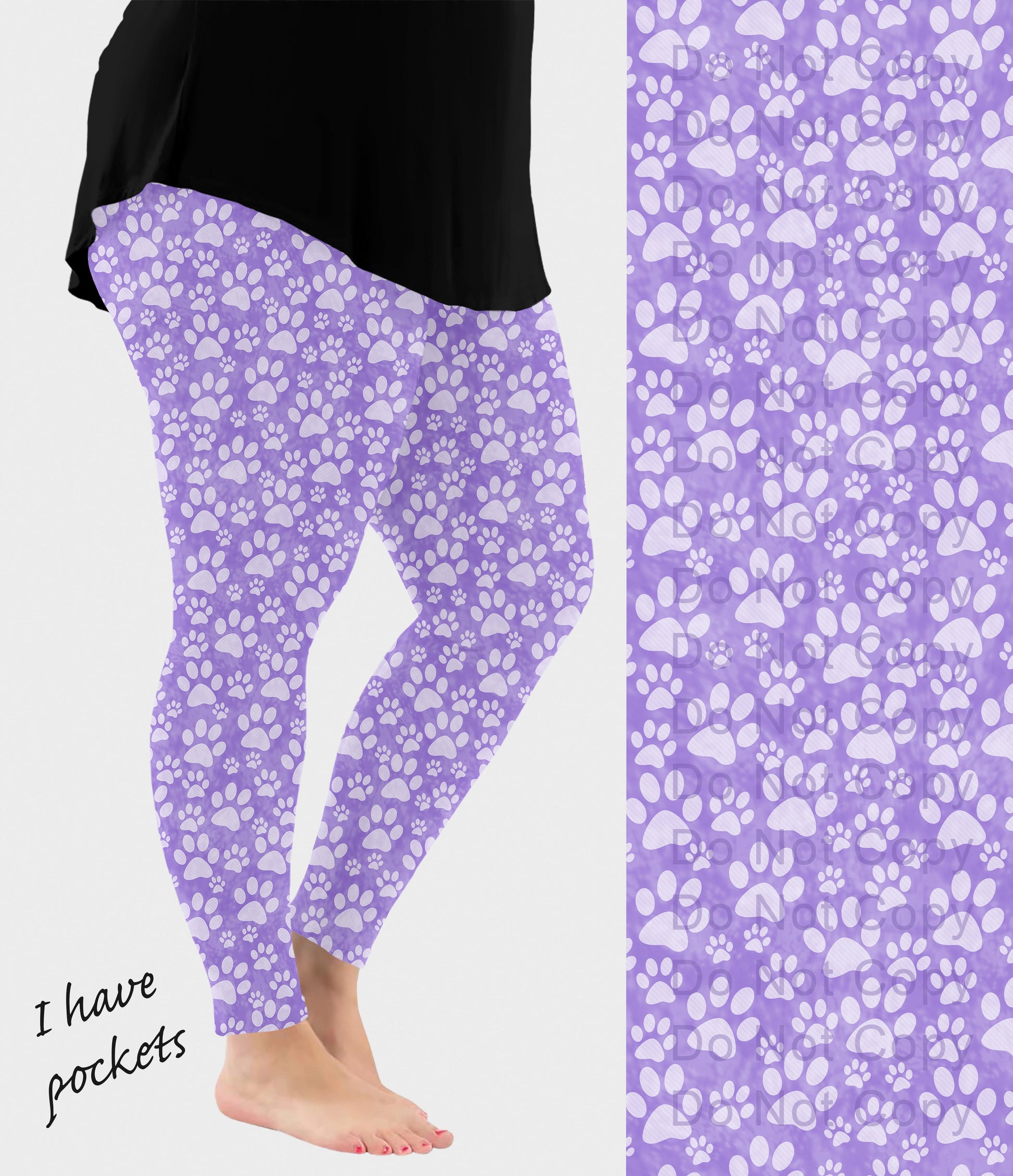 RTS - Lavender Paws Leggings w/ Pockets - Like A Duchess