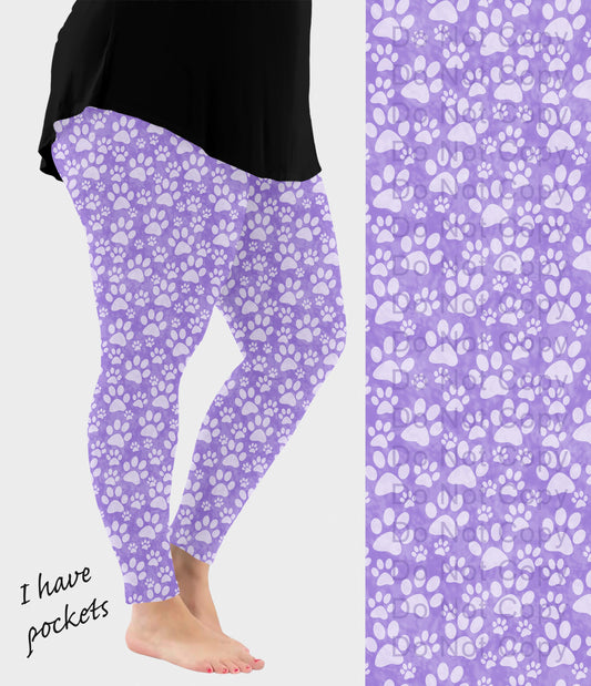 RTS - Lavender Paws Leggings w/ Pockets - Like A Duchess