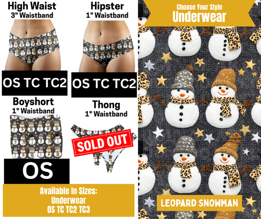 Leopard Snowmen Hipster, High Waist, Boyshort Underwear - Like A Duchess