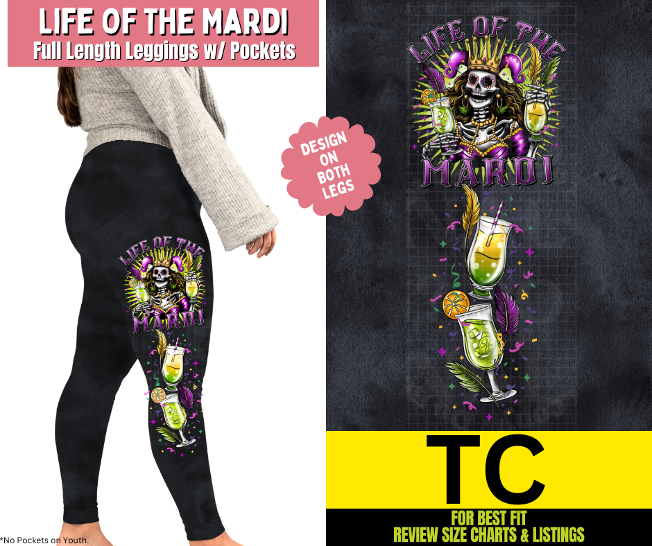 Life Of The Mardi Watercolor Full Length Leggings w/ Side Leg Designs - Like A Duchess