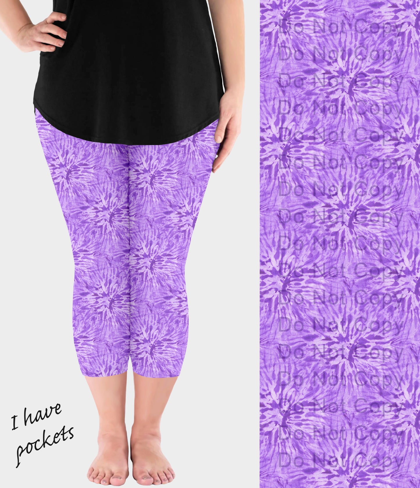 RTS - Light Purple Tie Dye Capri Leggings with Pockets - Like A Duchess