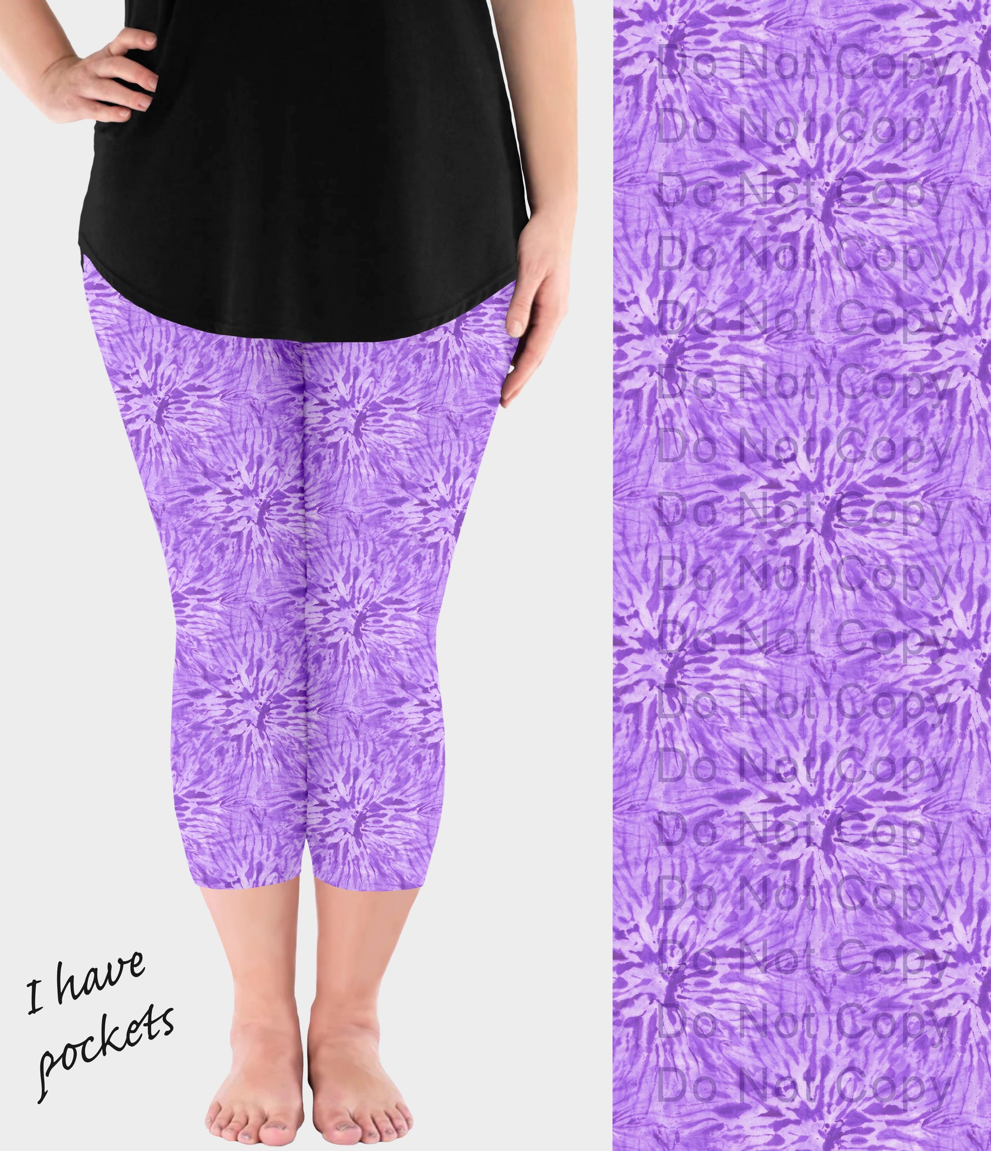 RTS - Light Purple Tie Dye Capri Leggings with Pockets - Like A Duchess