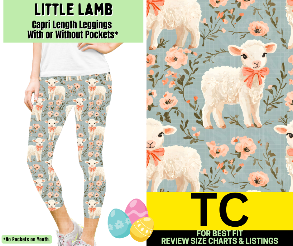 Little Lamb Capri Length Leggings w/ Pockets - Like A Duchess