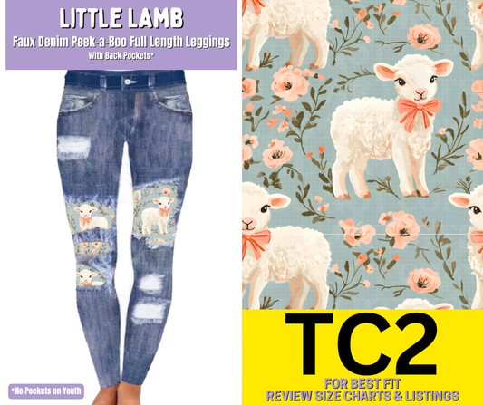 Little Lamb Faux Denim Full Length Peekaboo Leggings - Like A Duchess