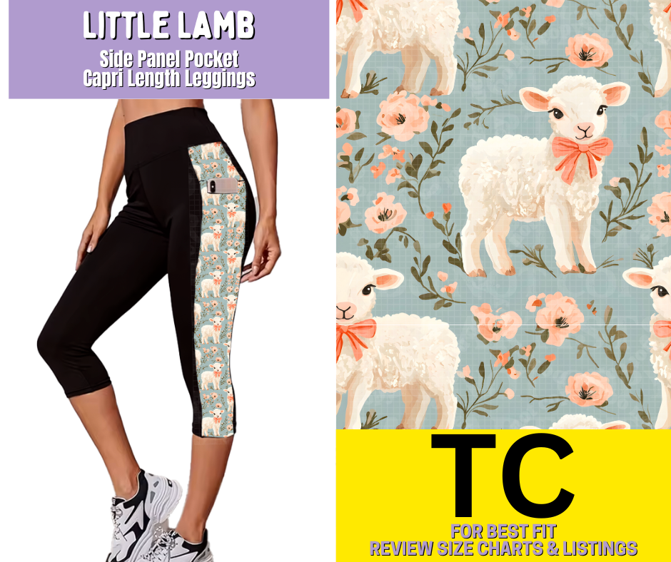 Little Lamb Side Panel Pocket Capri Length Leggings - Like A Duchess