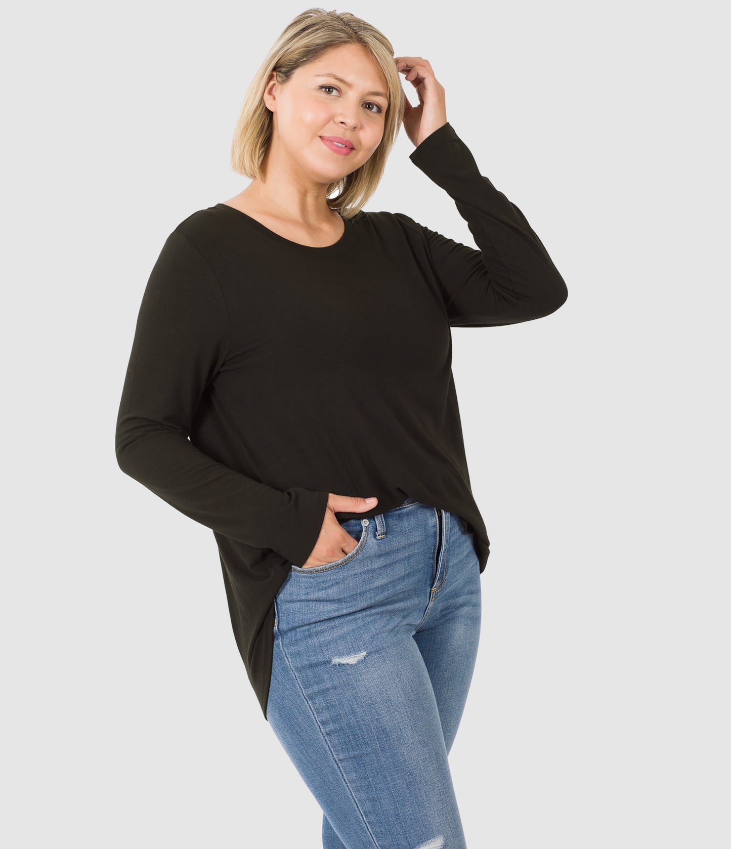 RTS - Long Sleeve Round Neck Top - Black - Like A Duchess