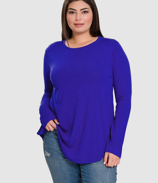 RTS - Long Sleeve Round Neck Top - Blue - Like A Duchess
