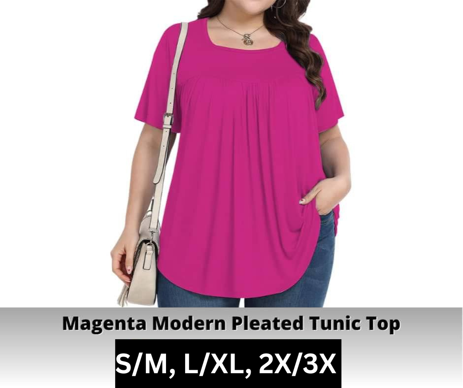 Magenta Pleated Tunic Top - Like A Duchess