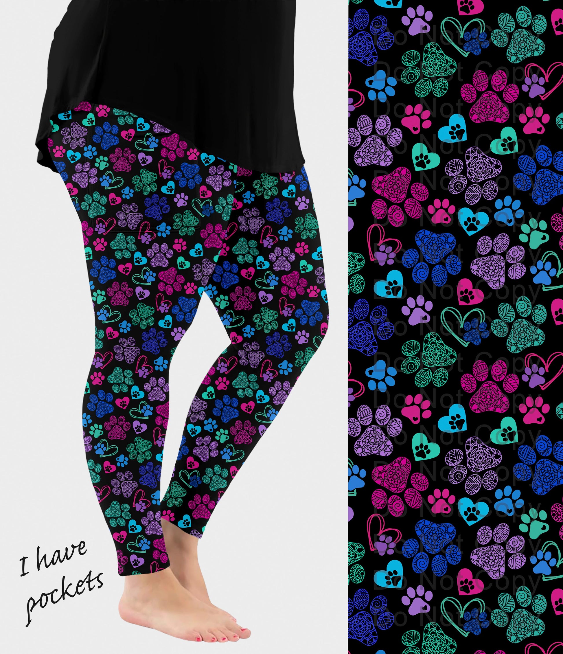 RTS - Mandala Paws Leggings w/ Pockets - Like A Duchess