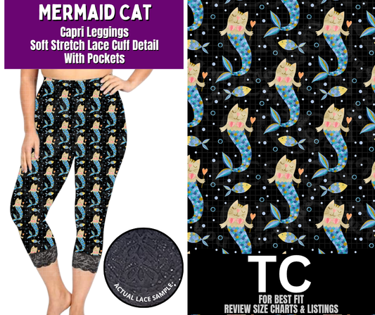 Mermaid Cat Lace Cuff Capris w/ Pockets - Like A Duchess