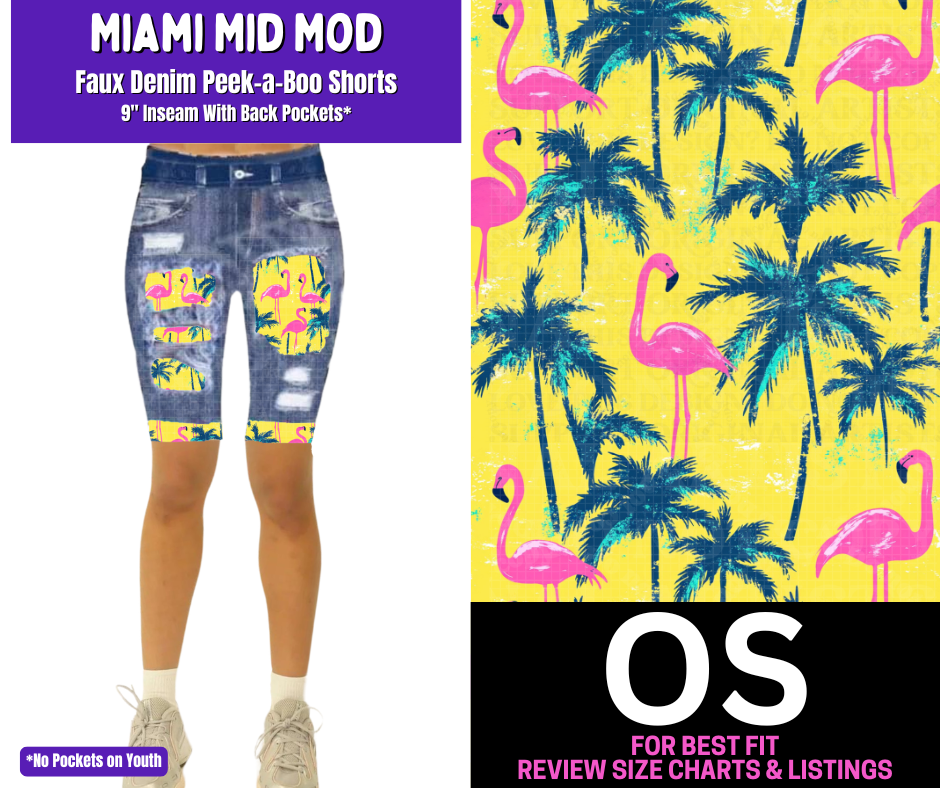 Miami Mid Mod Faux Denim Peekaboo Jamaica Shorts - Like A Duchess