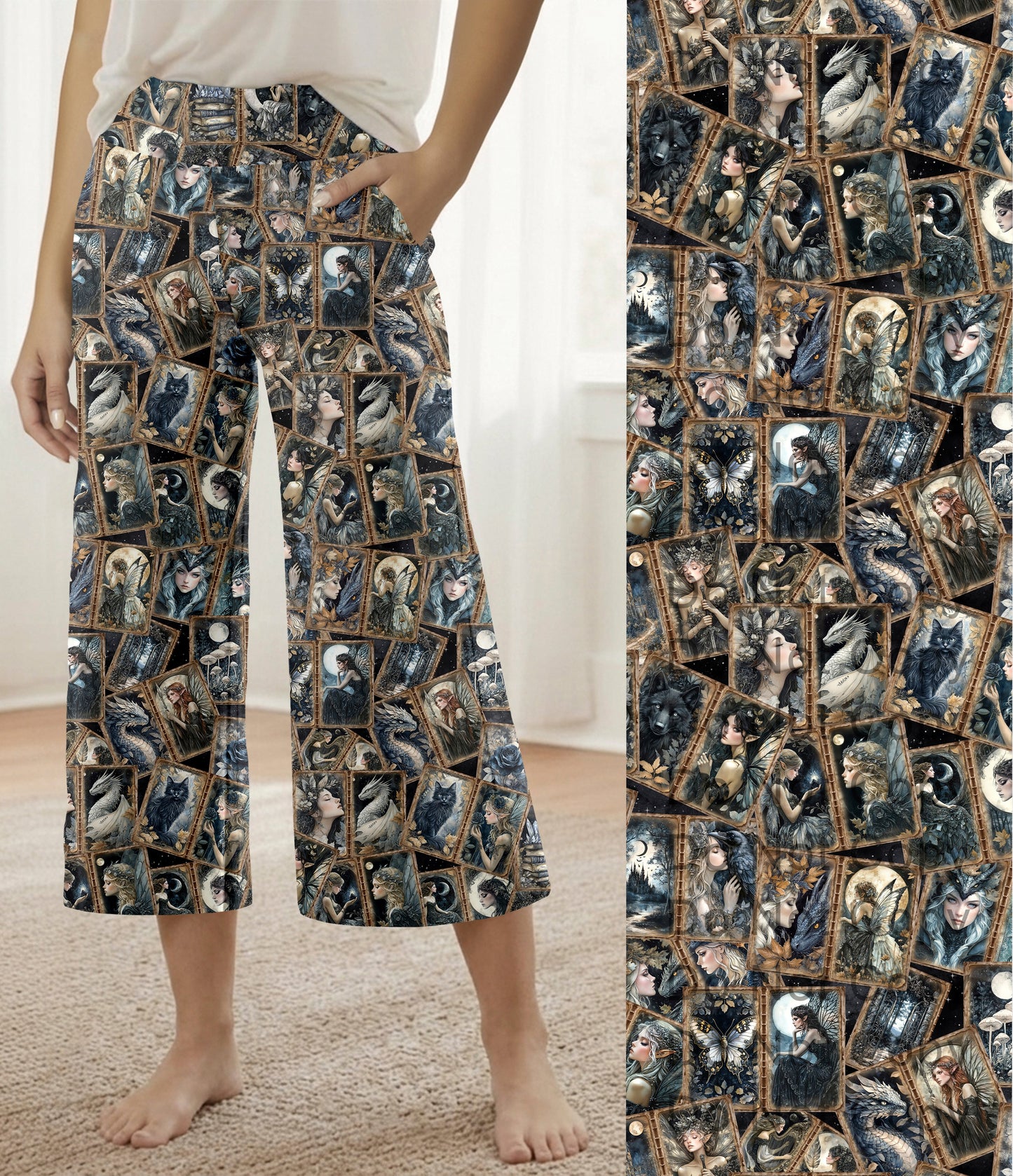 RTS - Midnight Fairy Capri Lounge Pants with Pockets - Like A Duchess