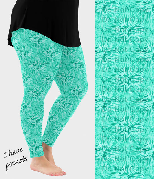 RTS - Mint Tie Dye Leggings with Pockets - Like A Duchess
