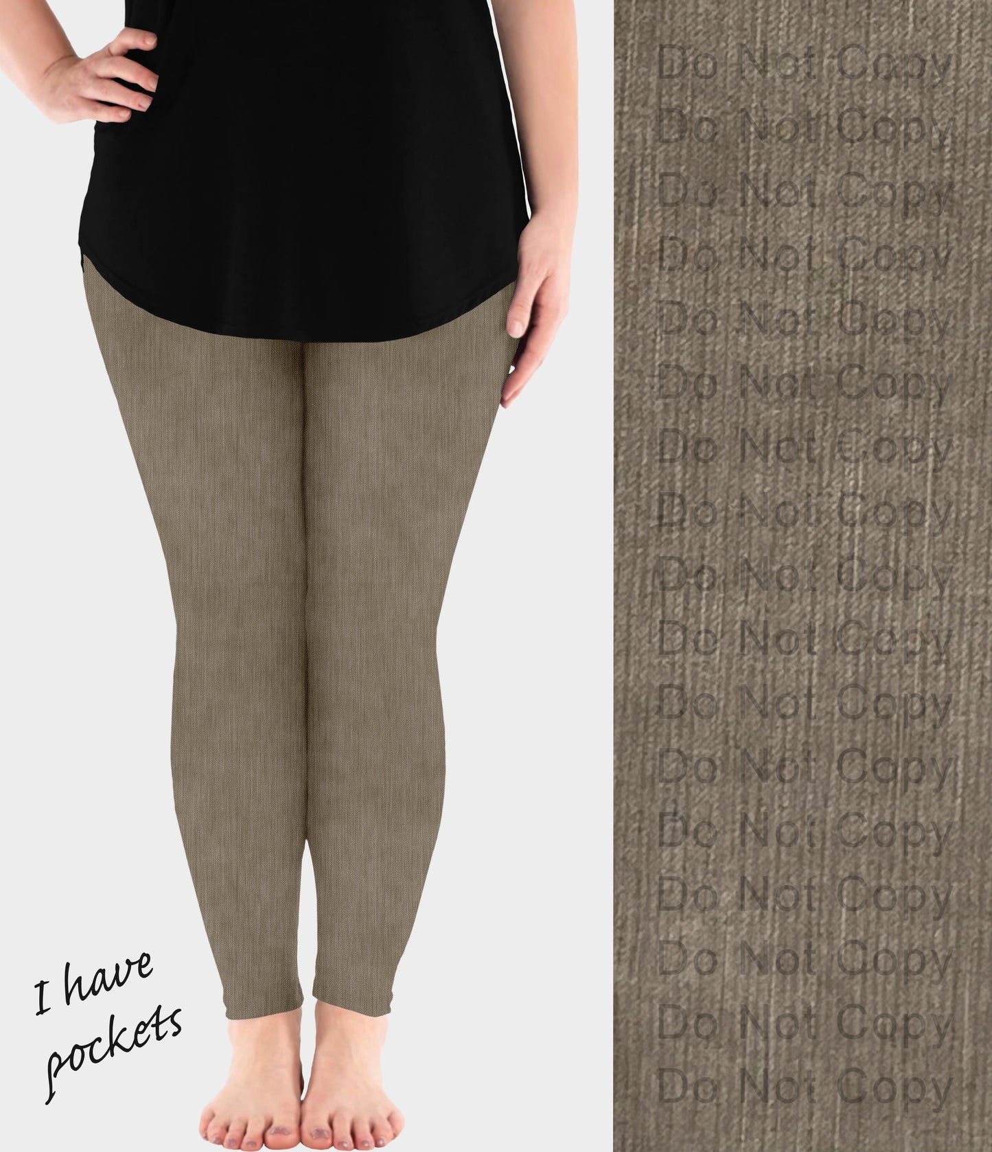 RTS - Mocha Faux Denim Leggings w/ Pockets - Like A Duchess