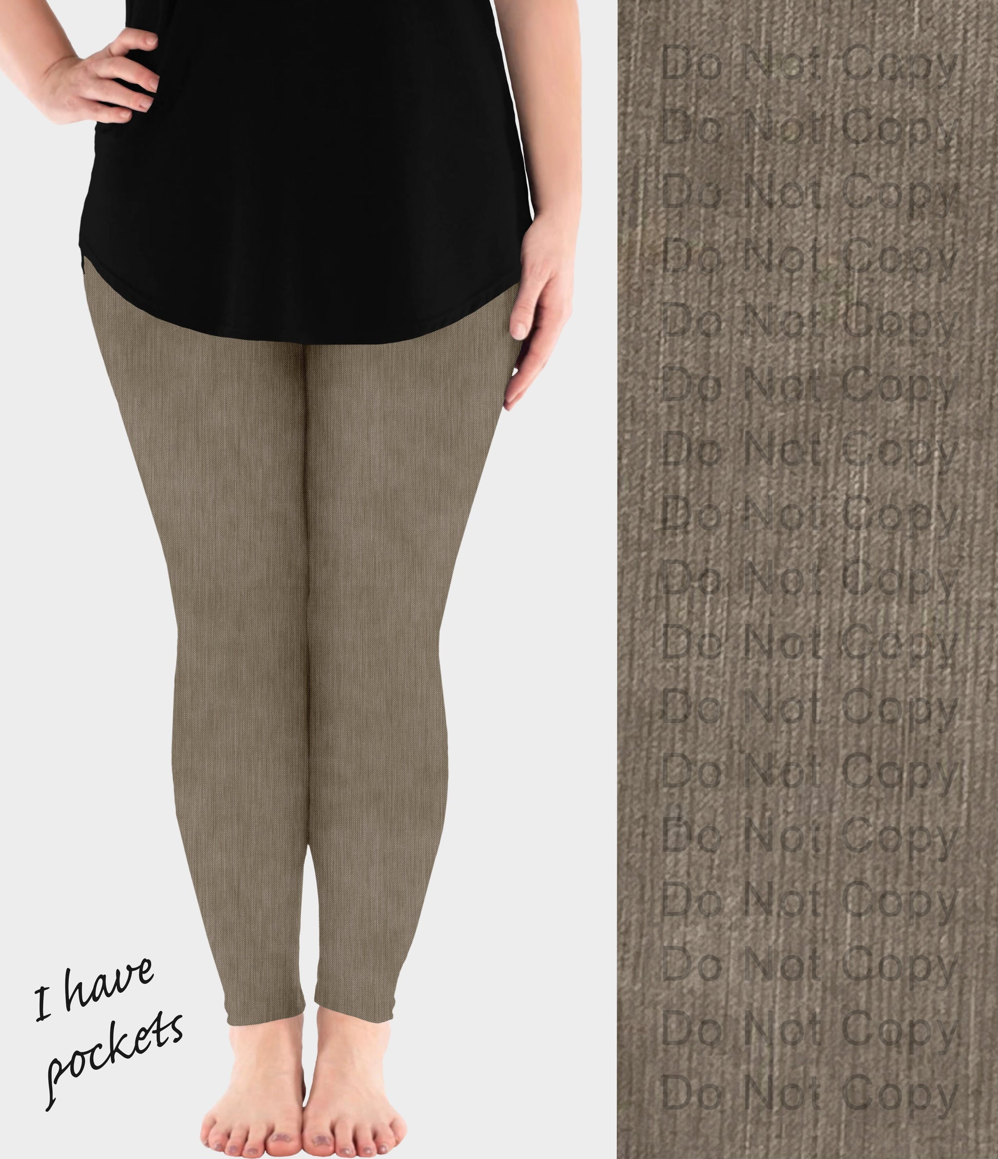 RTS - Mocha Faux Denim Leggings w/ Pockets - Like A Duchess