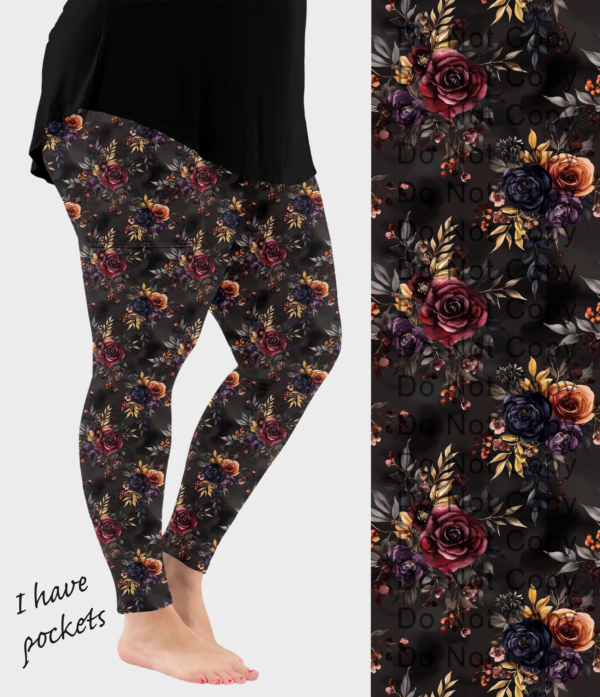 RTS - Moody Floral Leggings w/ Pockets - Like A Duchess
