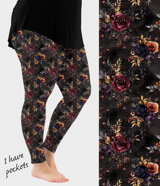 RTS - Moody Floral Leggings w/ Pockets - Like A Duchess