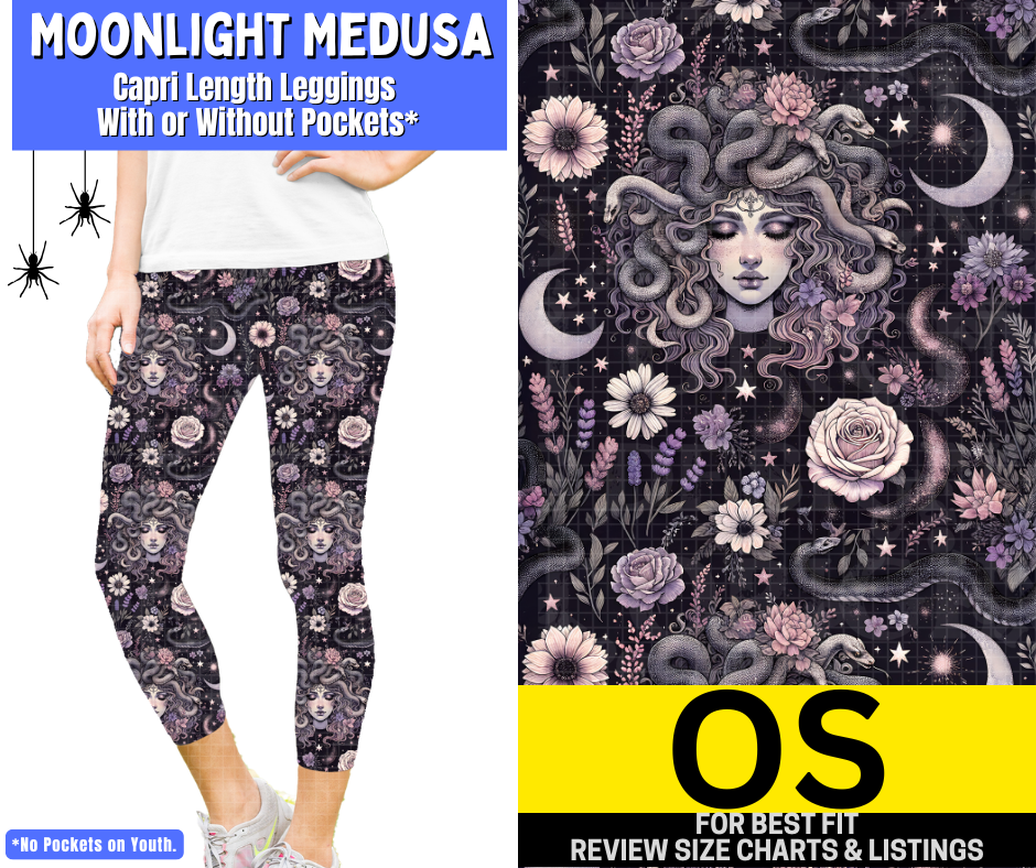 Moonlight Medusa Capri Length Leggings w/ Pockets - Like A Duchess